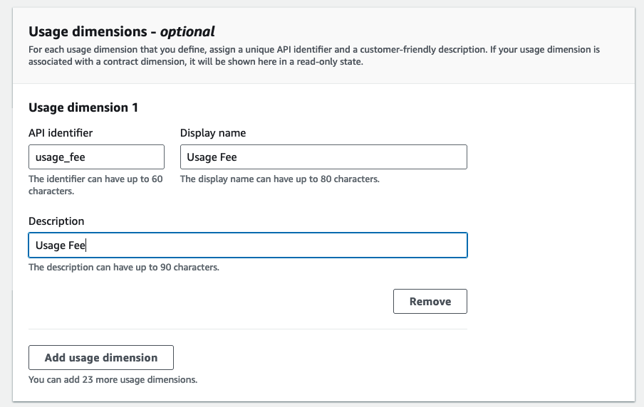 AWS usage dimension