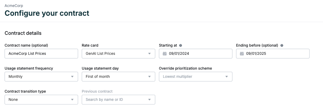 Configure contract