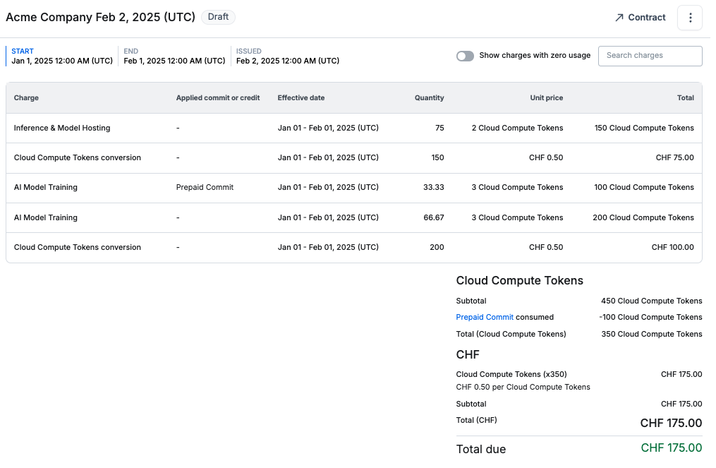 Invoice CPU example