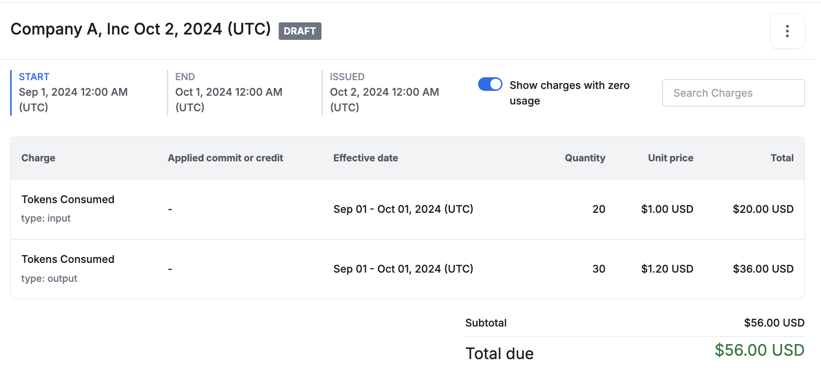 Invoice with pricing grouped keys