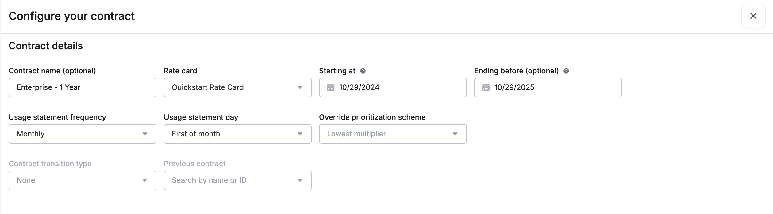 Basic contract details